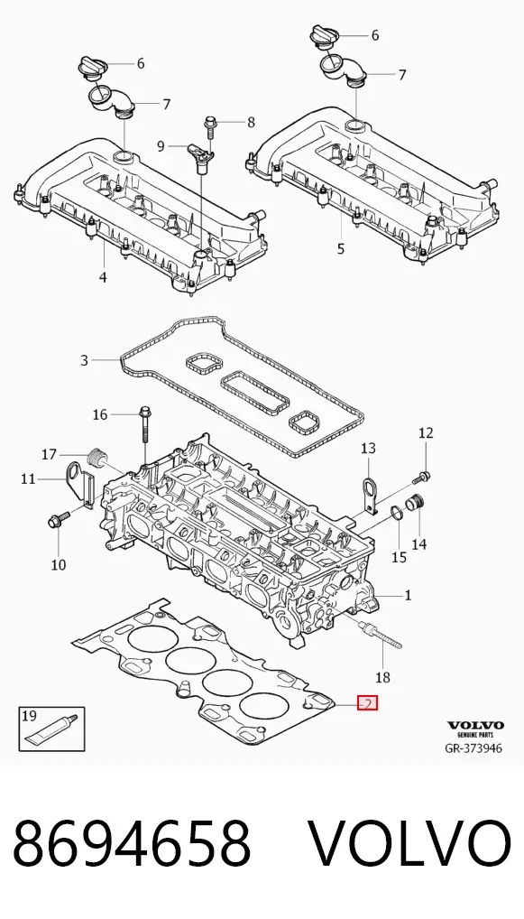 Vedante de cabeça de motor (CBC) 8694658 Volvo