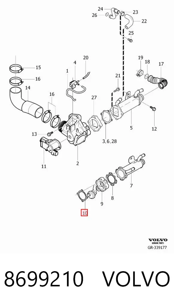Vedante de válvula EGR de recirculação 8699210 Volvo