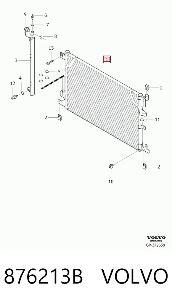 Radiador de aparelho de ar condicionado 876213B Volvo
