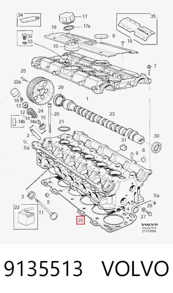Vedante de cabeça de motor (CBC) 9135513 Volvo