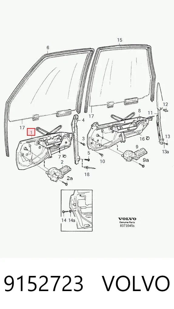 Mecanismo de acionamento de vidro da porta dianteira esquerda Volvo V70 I