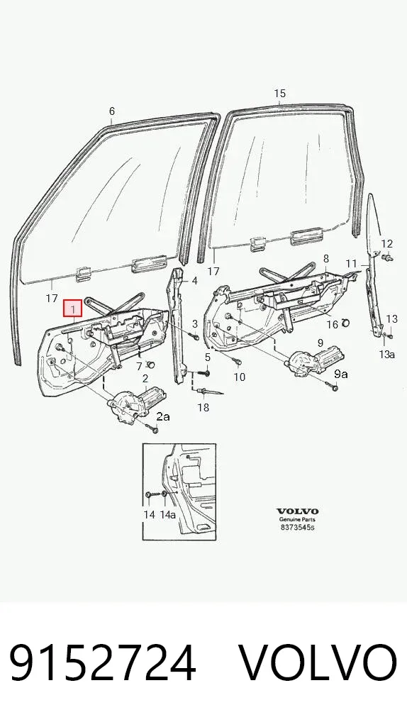 Mecanismo de acionamento de vidro da porta dianteira direita Volvo V70 I