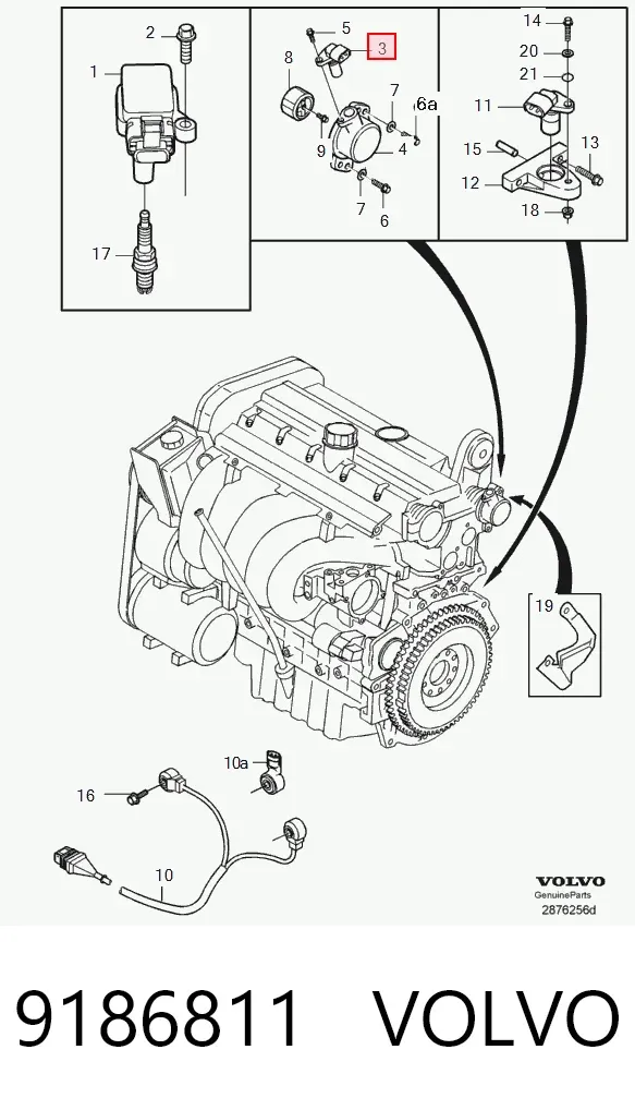 Sensor de posição da árvore distribuidora 9186811 Volvo