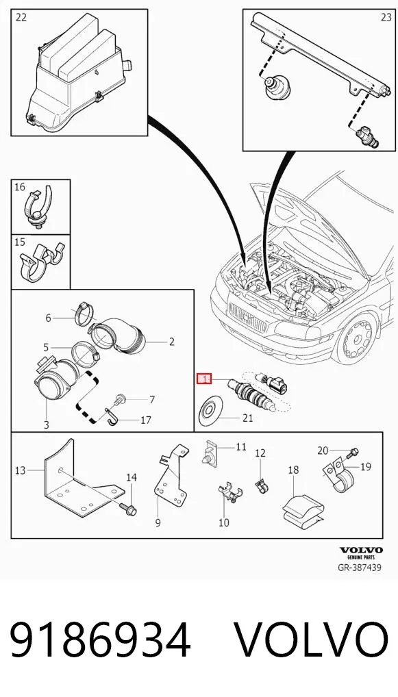 Sonda lambda, sensor de oxigênio até o catalisador 9186934 Volvo