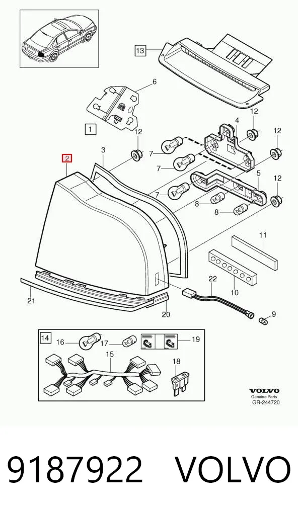Lanterna traseira esquerda 9187922 Volvo