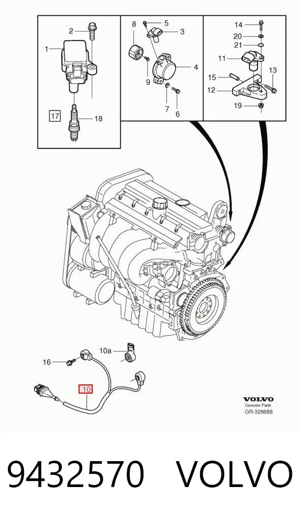 Sensor de detonação 9432570 Volvo