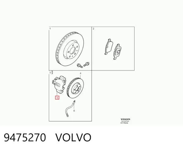 Suporte do freio dianteiro direito 9475270 Volvo