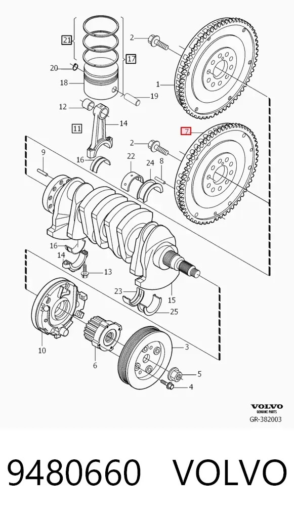 Volante de motor 9480660 Volvo