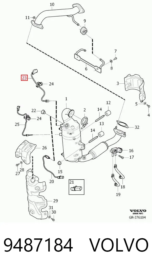Sensor de temperatura dos gases de escape (GE), depois de catalisador 9487184 Volvo