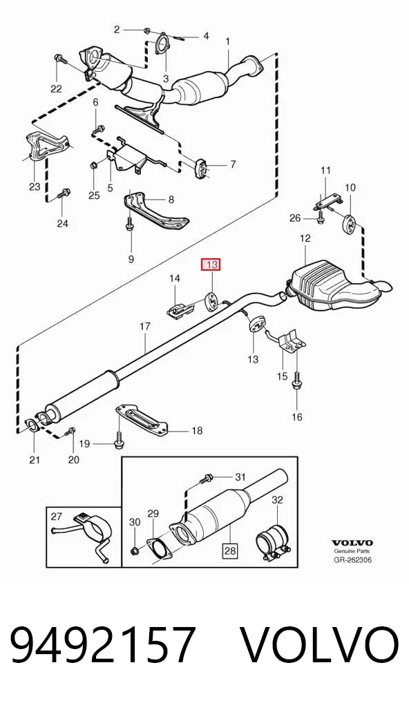 Coxim de fixação do silenciador 9492157 Volvo