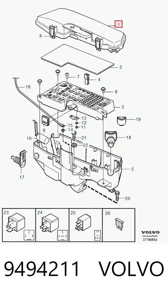 Tampa de unidade de dispositivos de segurança 9494211 Volvo