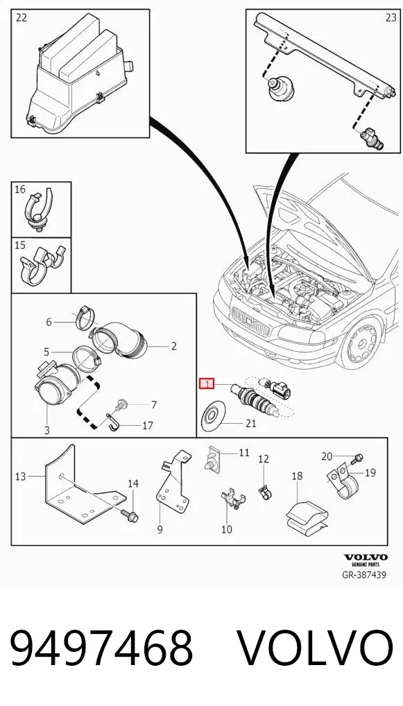 Sonda lambda, sensor de oxigênio depois de catalisador 9497468 Volvo