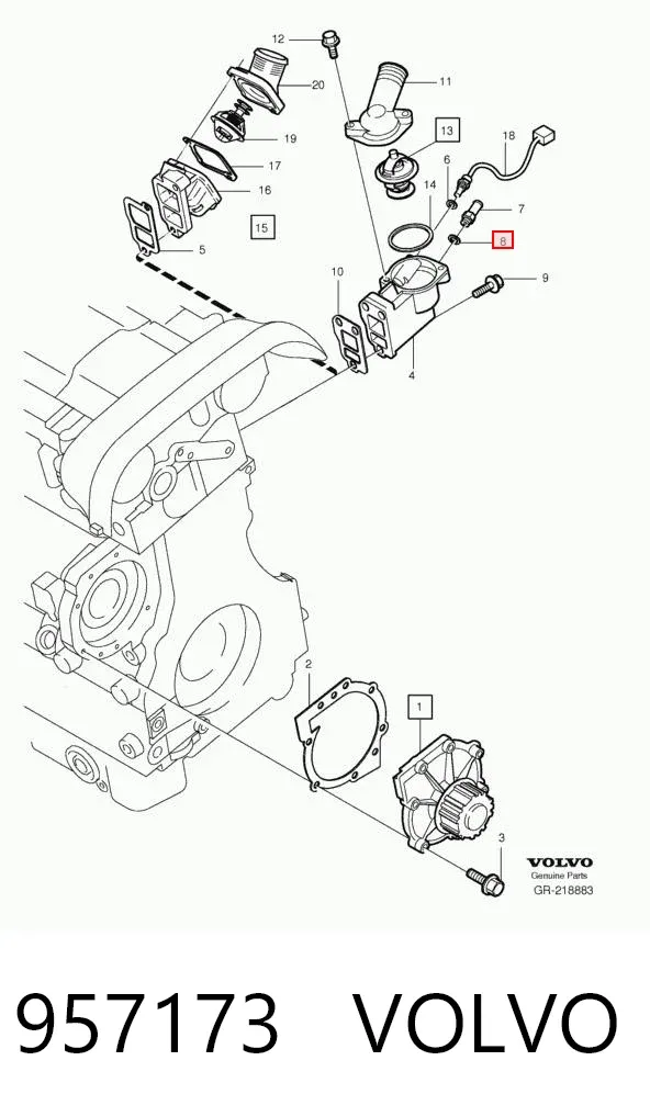 Vedante de bomba de água 957173 Volvo