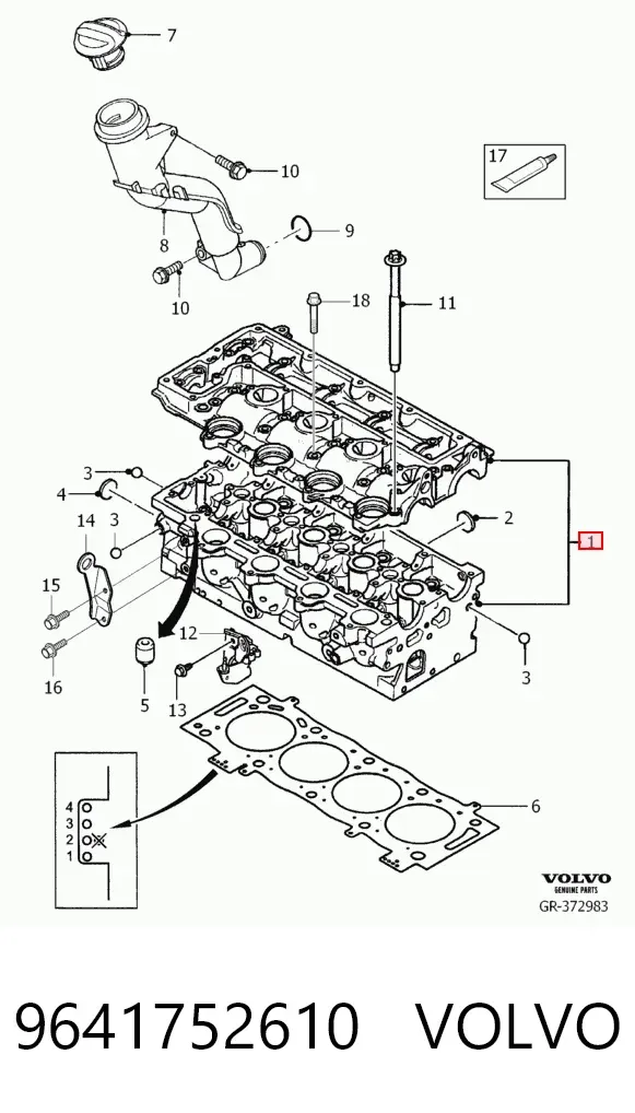 Cabeça de motor (CBC) 9641752610 Volvo