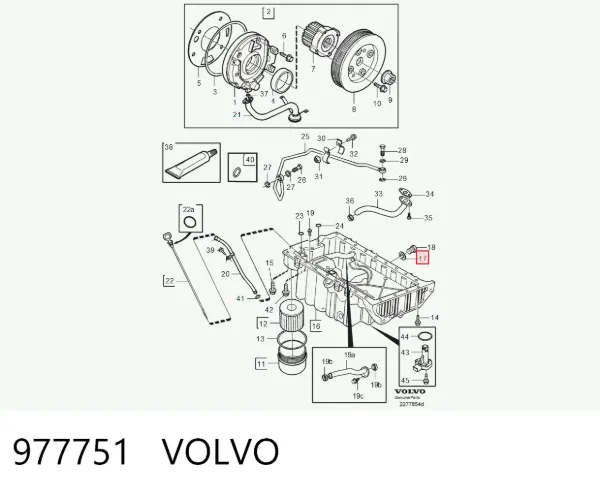 Vedante de rolha de panela de motor 977751 Volvo