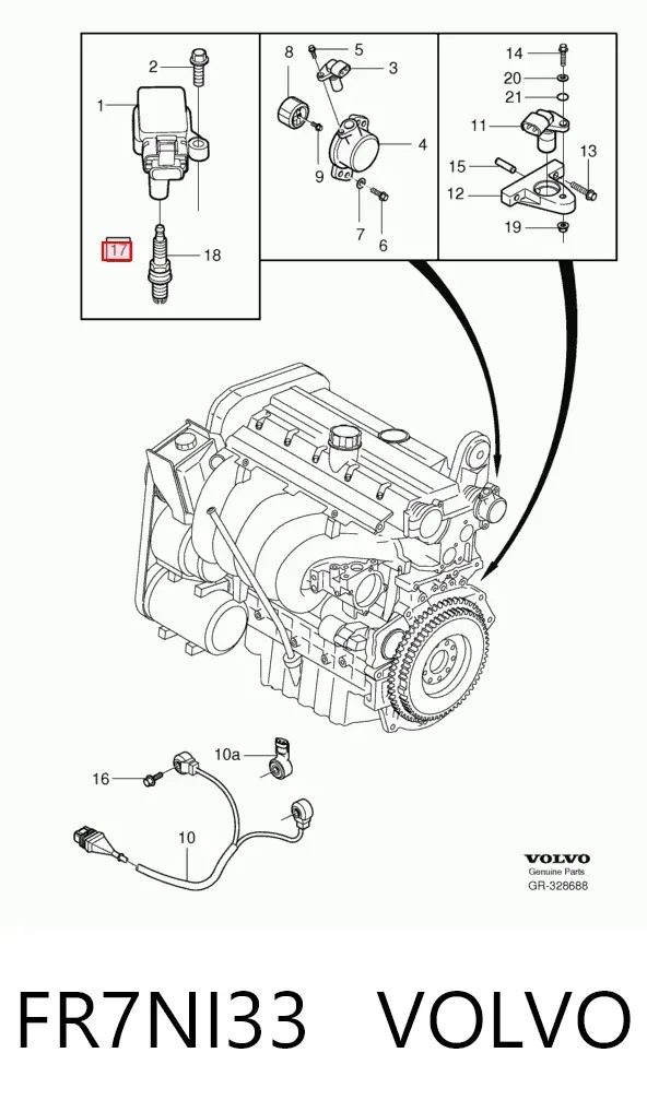 Vela de ignição FR7NI33 Volvo
