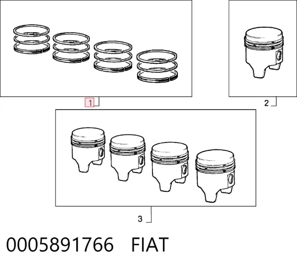 Kit de anéis de pistão de motor, 2ª reparação ( + 0,50) 0005891766 Fiat/Alfa/Lancia