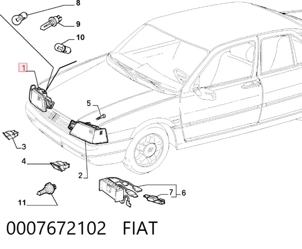 Luz direita 0007672102 Fiat/Alfa/Lancia