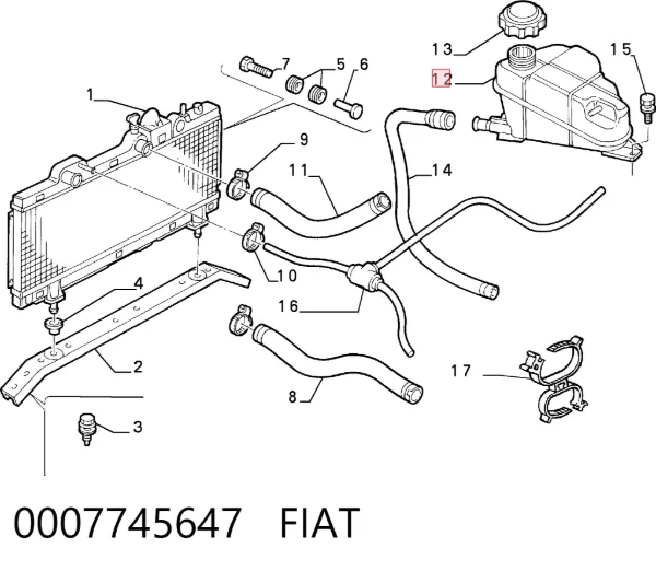 Tanque de expansão do sistema de esfriamento 0007745647 Fiat/Alfa/Lancia