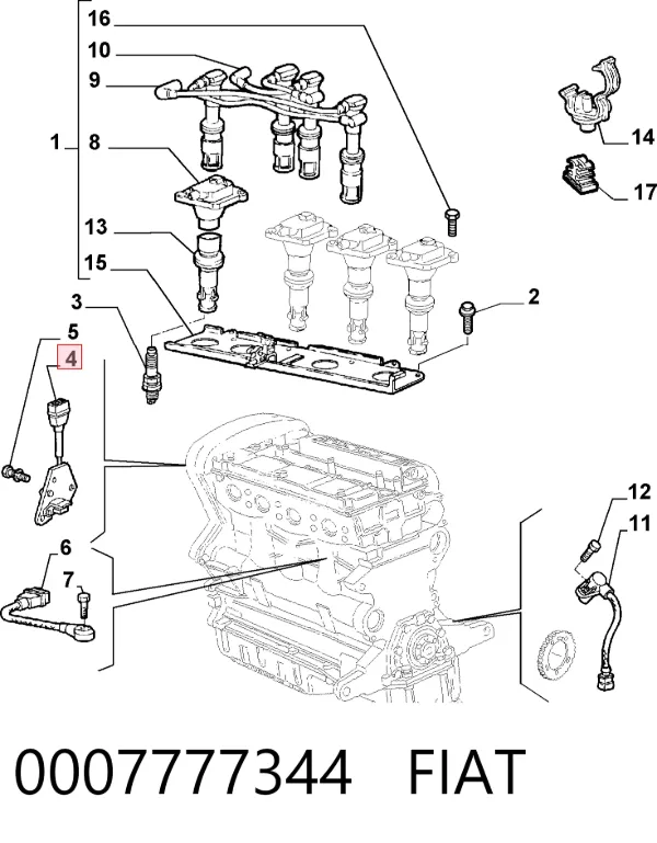 Sensor de posição da árvore distribuidora 0007777344 Fiat/Alfa/Lancia