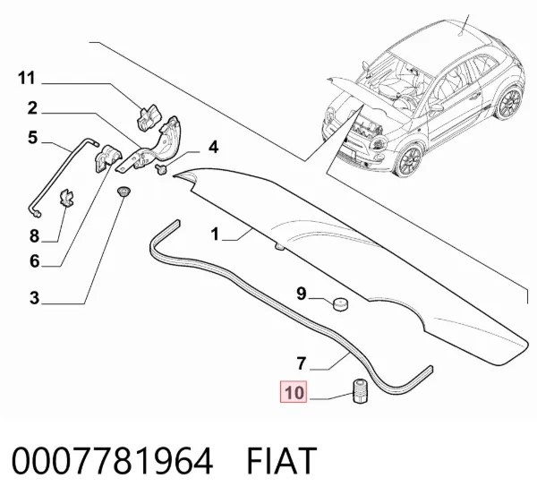 Pára-choque (grade de proteção) da capota 0007781964 Fiat/Alfa/Lancia
