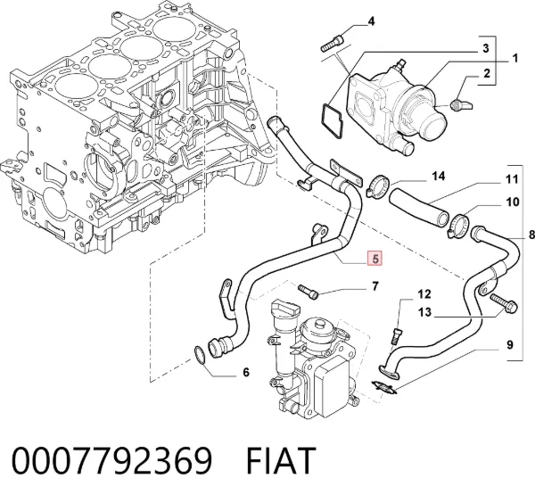 Vedante anular de tubo do radiador de forno 0007792369 Fiat/Alfa/Lancia