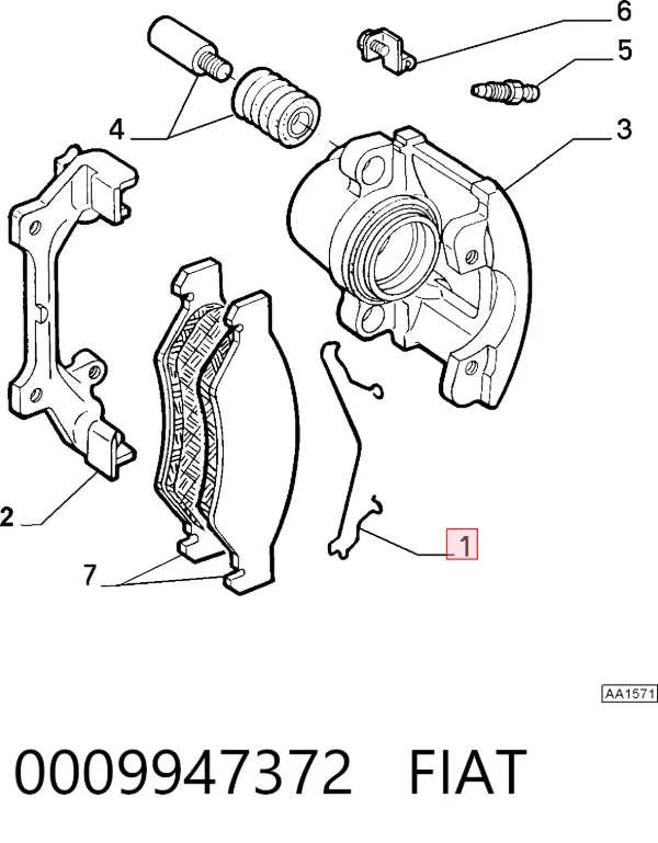 Kit de molas de fixação de sapatas de disco dianteiras 0009947372 Fiat/Alfa/Lancia
