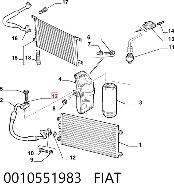 Kit de reparação do compressor de aparelho de ar condicionado 0010551983 Fiat/Alfa/Lancia