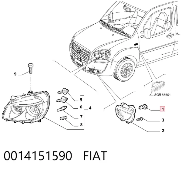 Lâmpada halógena 0014151590 Fiat/Alfa/Lancia