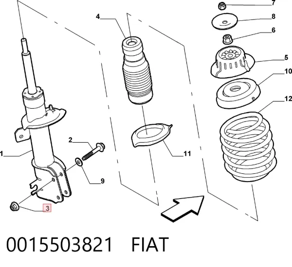 Parafuso (porca) de fixação 0015503821 Fiat/Alfa/Lancia