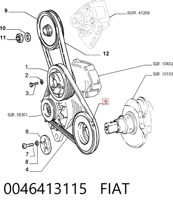 Polia de cambota 0046413115 Fiat/Alfa/Lancia
