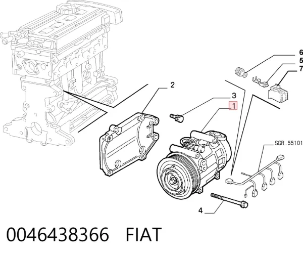 Compressor de aparelho de ar condicionado 0046438366 Fiat/Alfa/Lancia