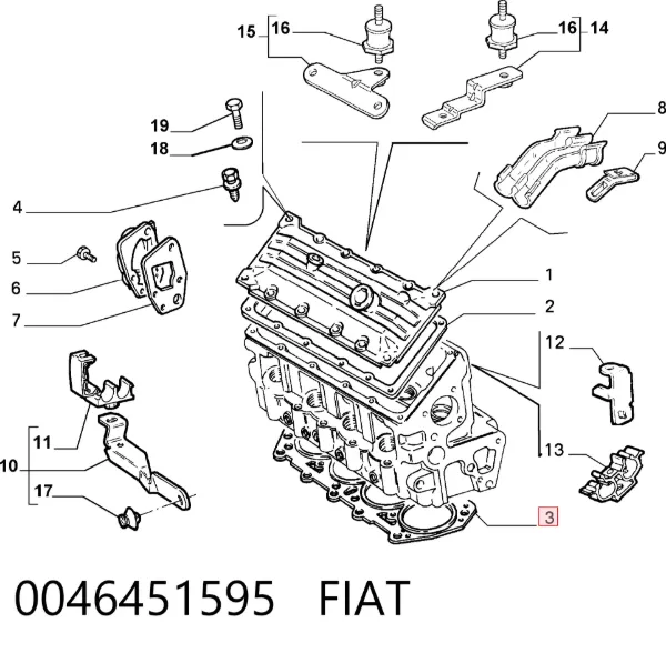 Vedante de cabeça de motor (CBC) Alfa Romeo 146 930
