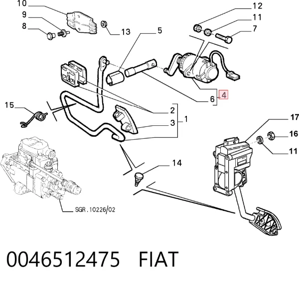 Sensor de posição de pedal de acelerador (de gás) 0046512475 Fiat/Alfa/Lancia