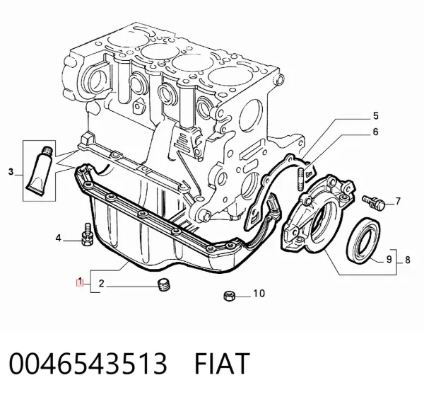 Panela de óleo de cárter do motor 0046543513 Fiat/Alfa/Lancia