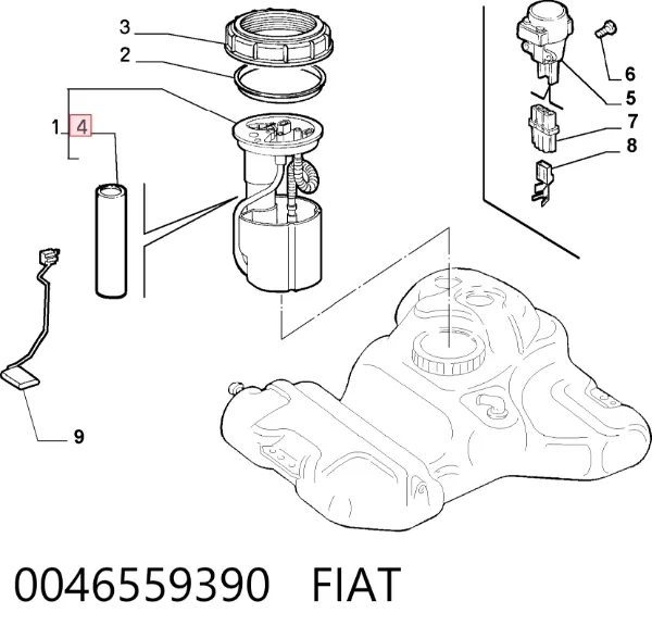 Sensor do nível de combustível no tanque Fiat Brava 182