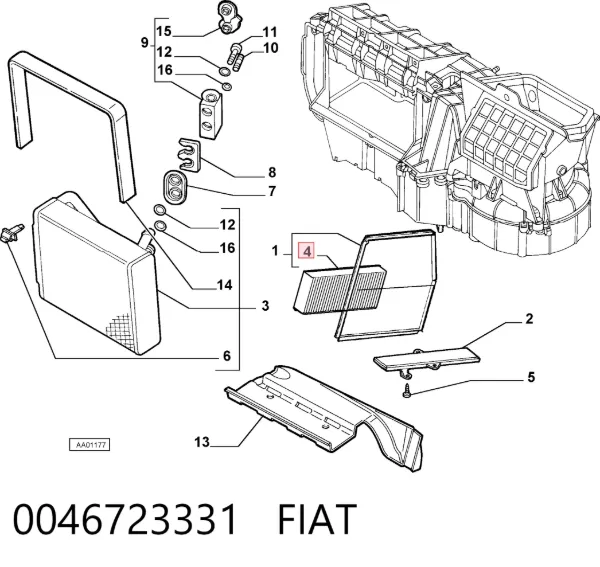 Filtro de salão 0046723331 Fiat/Alfa/Lancia