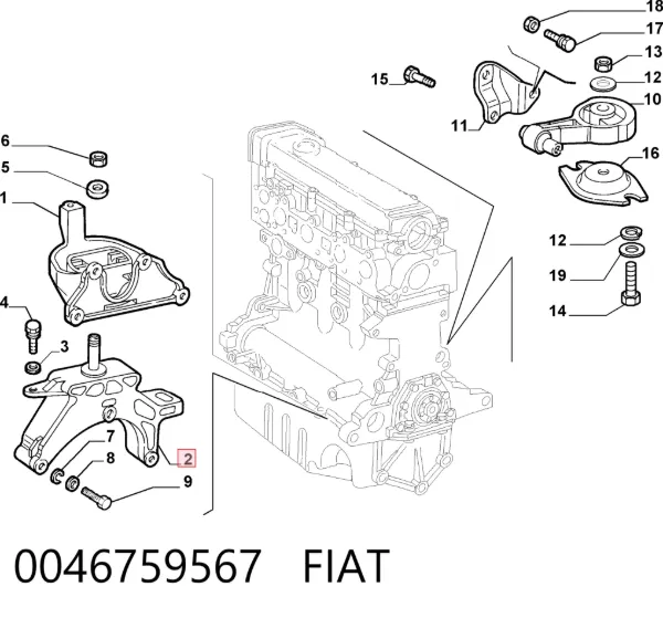 Consola de coxim da Caixa de Mudança 0046759567 Fiat/Alfa/Lancia