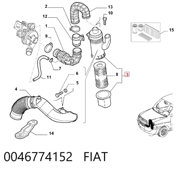 Caixa de filtro de ar 0046774152 Fiat/Alfa/Lancia