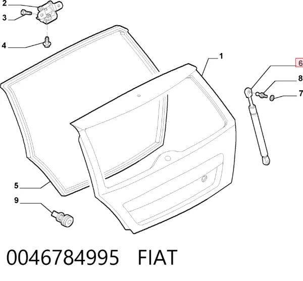 Amortecedor de tampa de porta-malas (de 3ª/5ª porta traseira) 0046784995 Fiat/Alfa/Lancia