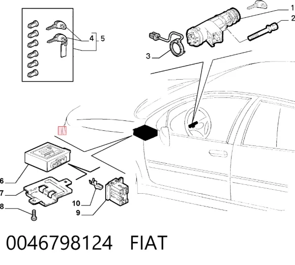 Fecho de ignição 0046798124 Fiat/Alfa/Lancia