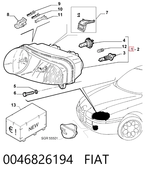 Luz direita 0046826194 Fiat/Alfa/Lancia