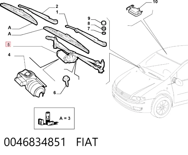 Trapézio de limpador pára-brisas 0046834851 Fiat/Alfa/Lancia