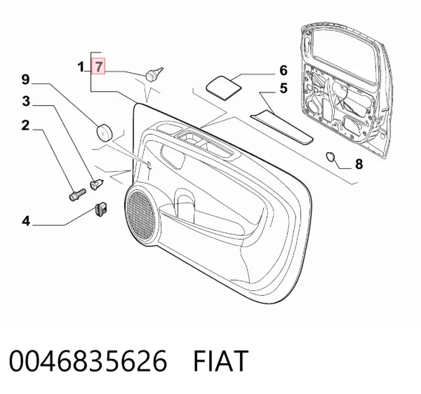 Cápsula (prendedor) de fixação de revestimento da porta 0046835626 Fiat/Alfa/Lancia