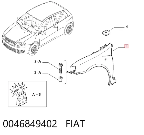 Pára-lama dianteiro direito 0046849402 Fiat/Alfa/Lancia