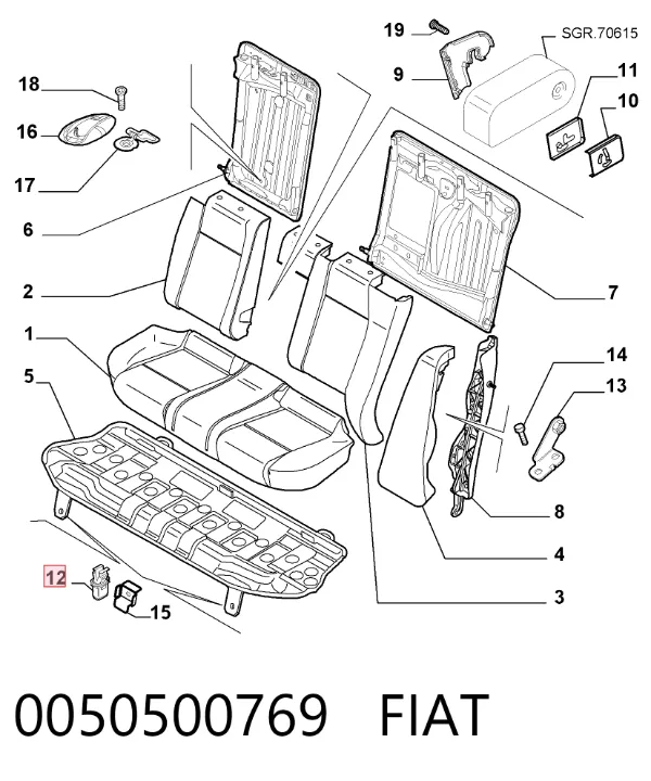 Braçadeira (cápsula) de fixação de moldura da porta 0050500769 Fiat/Alfa/Lancia