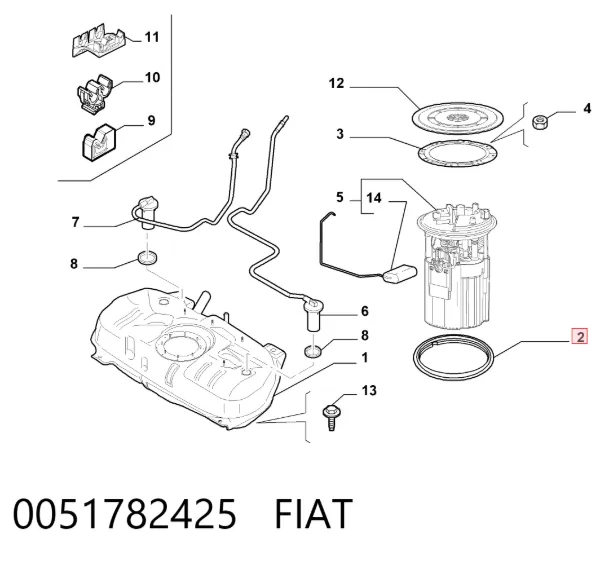 Vedante de sensor do nível de combustível/da bomba de combustível (tanque de combustível) 0051782425 Fiat/Alfa/Lancia