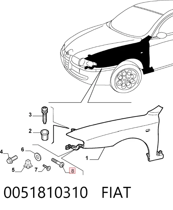 Parafuso (porca) de fixação 0051810310 Fiat/Alfa/Lancia