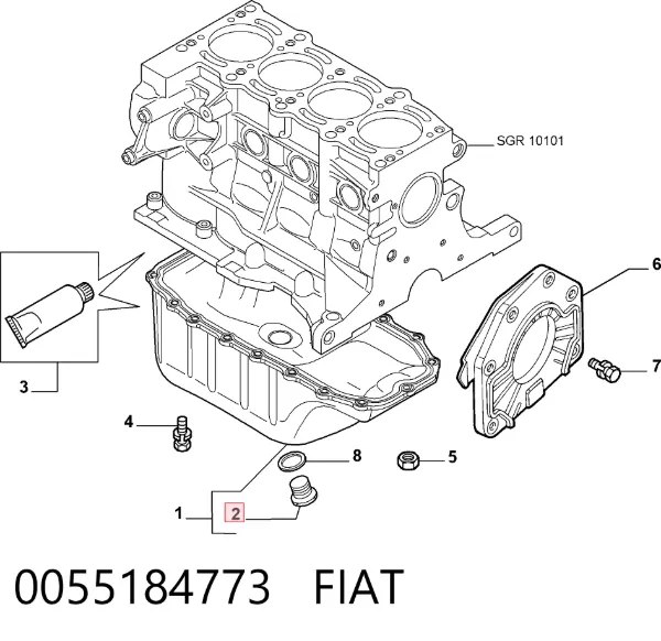 Tampão de panela de motor 0055184773 Fiat/Alfa/Lancia