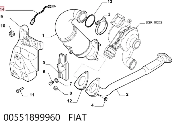 Sonda lambda, sensor de oxigênio até o catalisador 00551899960 Fiat/Alfa/Lancia